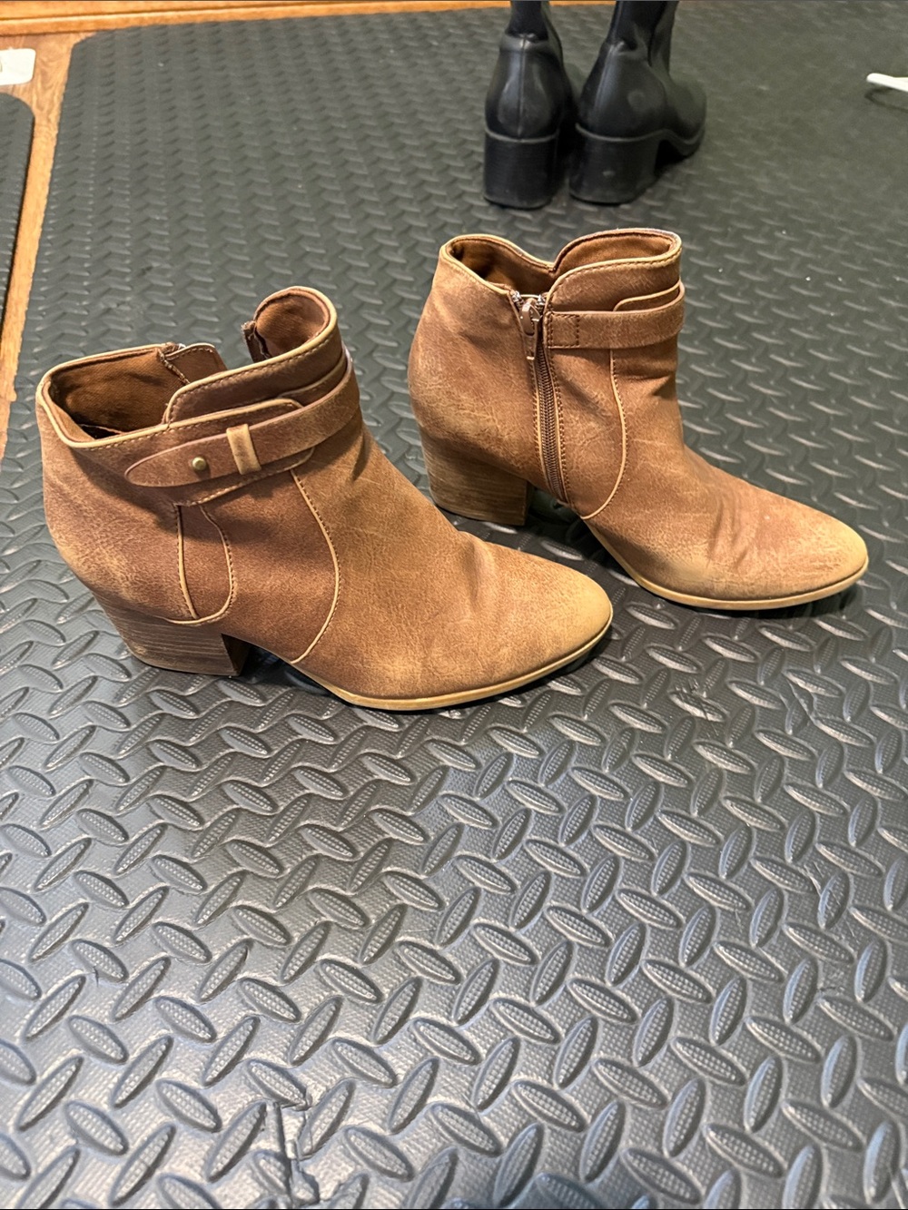 BareTraps Brown Suede Ankle Booties with Block Heel